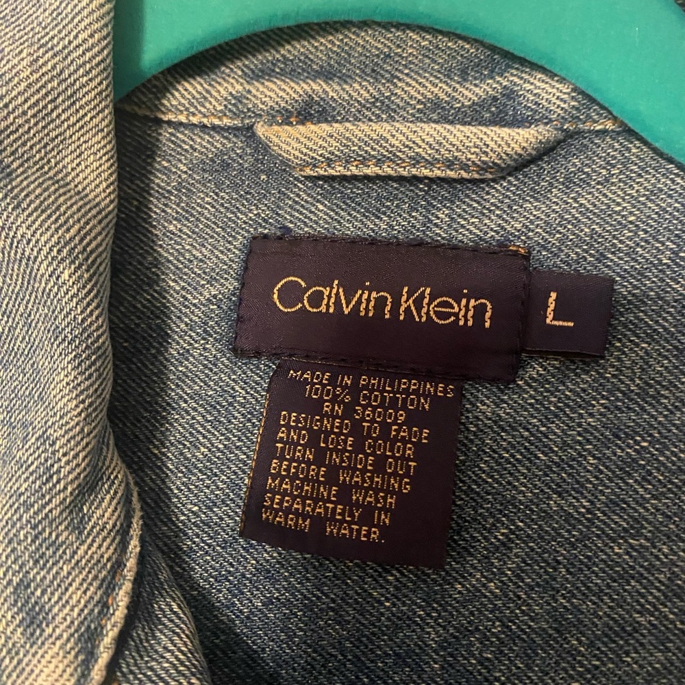 Vintage 70’s-90’s Calvin Klein Sz L Men’s Denim Jean Jacket W/ Elbow Patches - Picture 6 of 9
